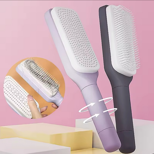 Brosse Démêlante Rotative et Nettoyante - L’Accessoire Ultime pour des Cheveux Soignés !