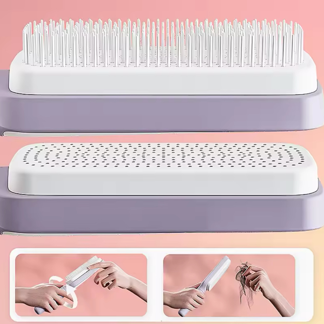 Brosse Démêlante Rotative et Nettoyante - L’Accessoire Ultime pour des Cheveux Soignés !